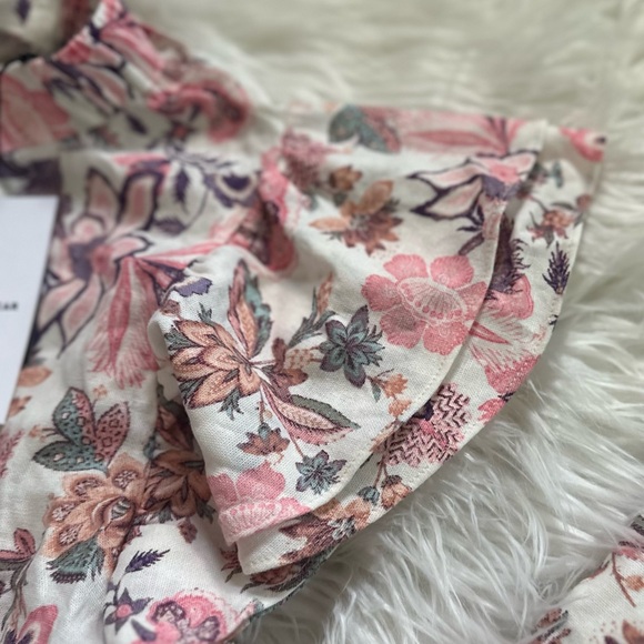 WHO WHAT WEAR NWT 2pc XL 14 Linen Blend High Neck Flutter Sleeve Top Shorts Set - Picture 8 of 15